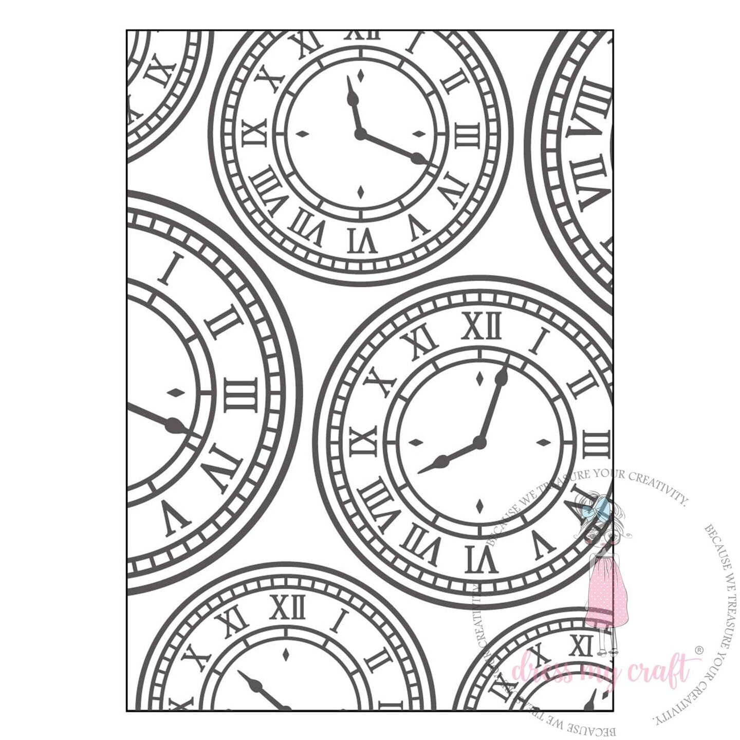 Dress My Craft Embossing Folder 5"X7"Vintage Clock Michaels