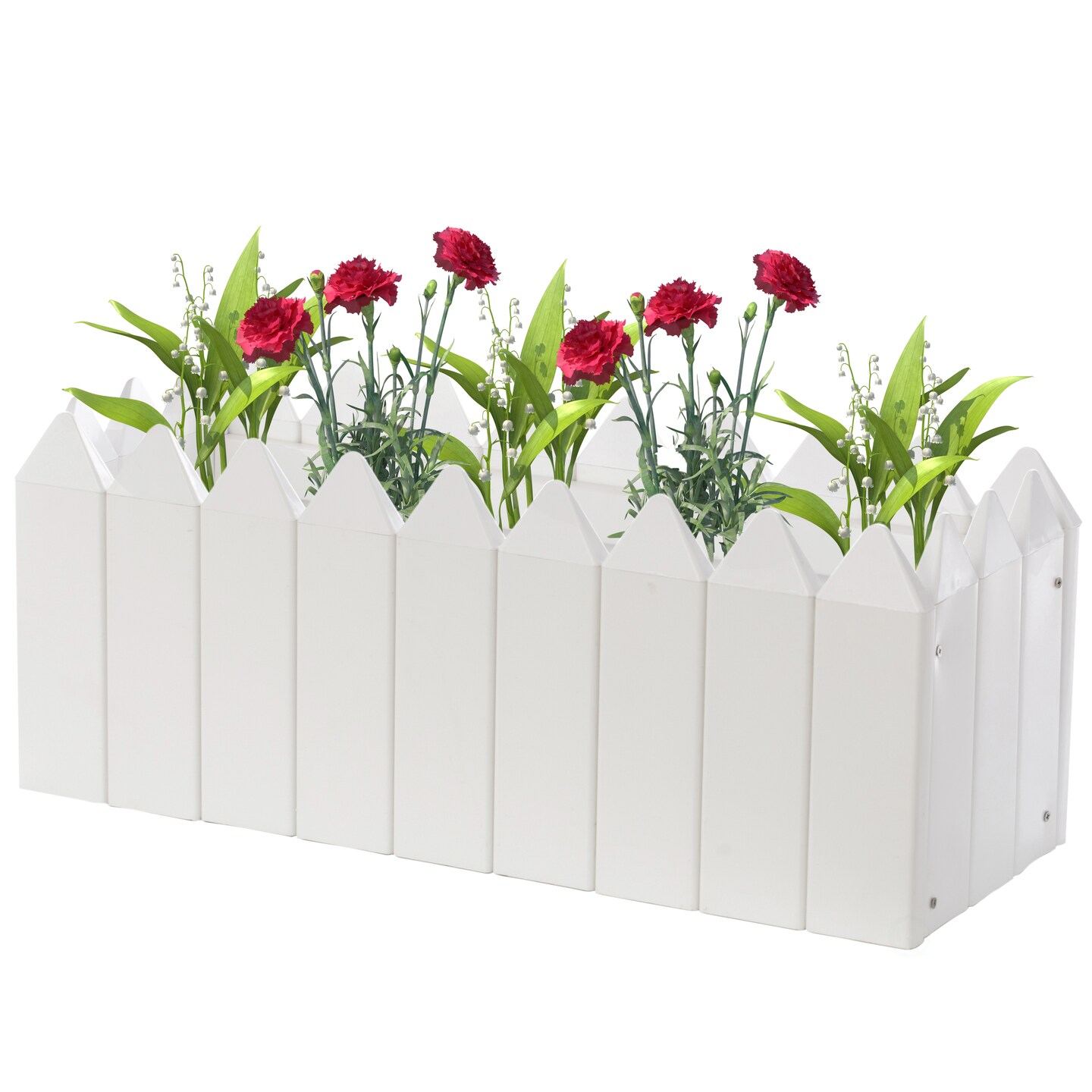 White Vinyl Traditional Fence Design Garden Bed Elevated Screwless Raised Planter Box
