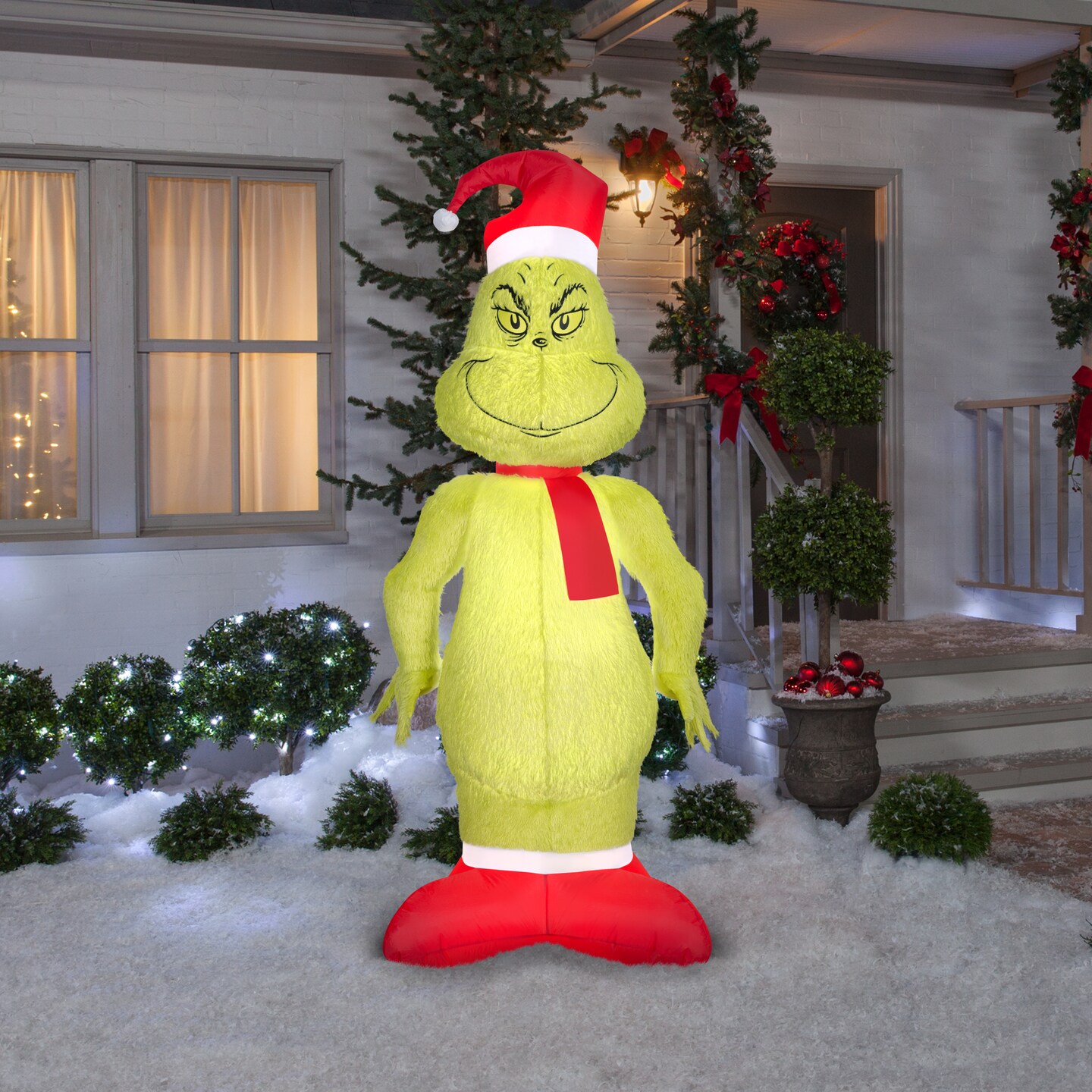 6.5' Gemmy Airblown Mixed Media Dr. Seuss Fuzzy Grinch 881169