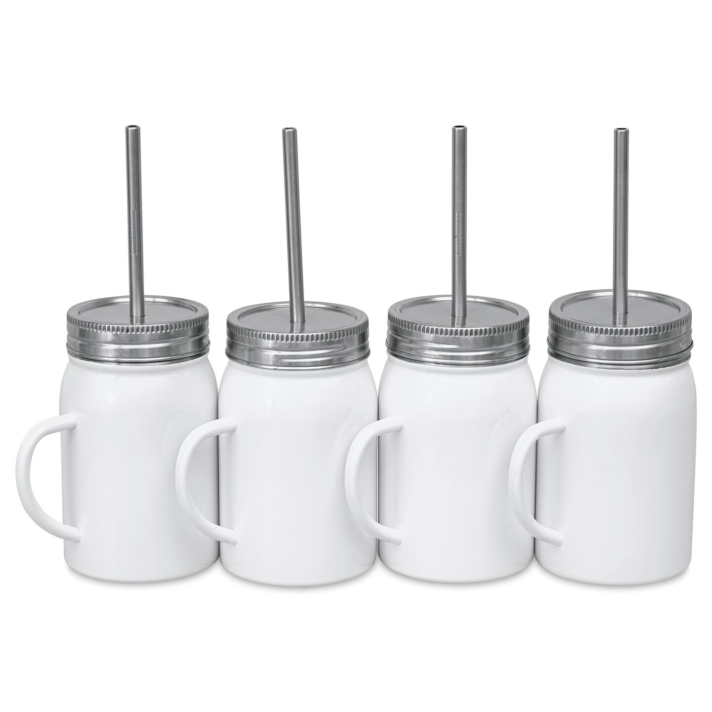 Craft Express Sublimation Printing Stainless Steel Mason Jars - 17 oz, White, Set of 4