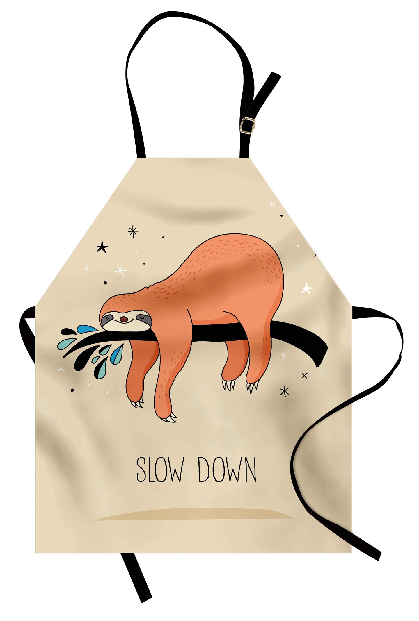 Ambesonne Animal Apron, Sleeping Big Bear and Sloth Hanging on a Bench Cozy Lazy Wild Creature Image Print, Unisex Kitchen Bib with Adjustable Neck for Cooking Gardening, Adult Size, Multicolor