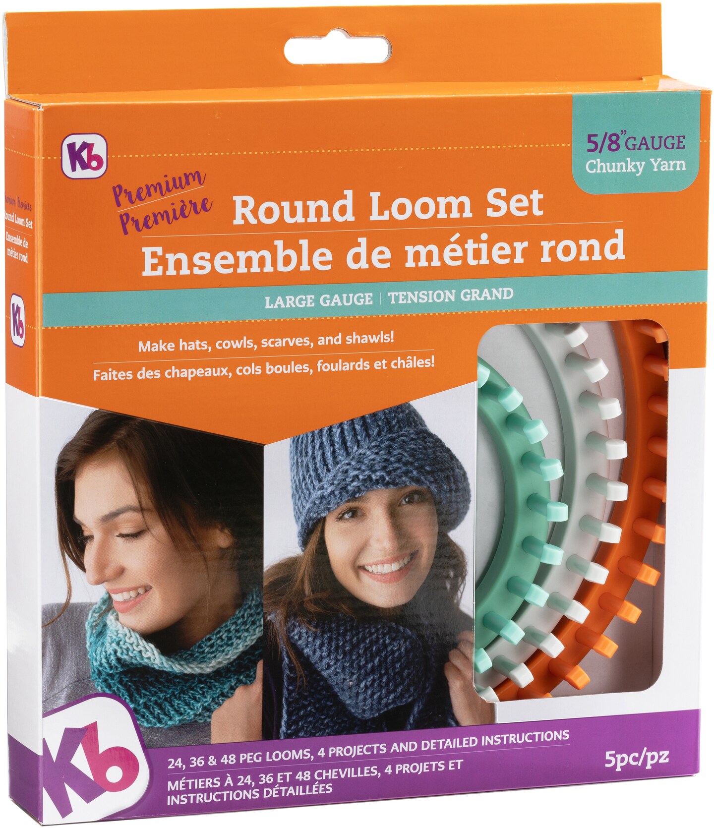 Authentic Knitting Board Chunky Round Loom 3/Pkg-Sizes 48, 36 & 24 Pegs