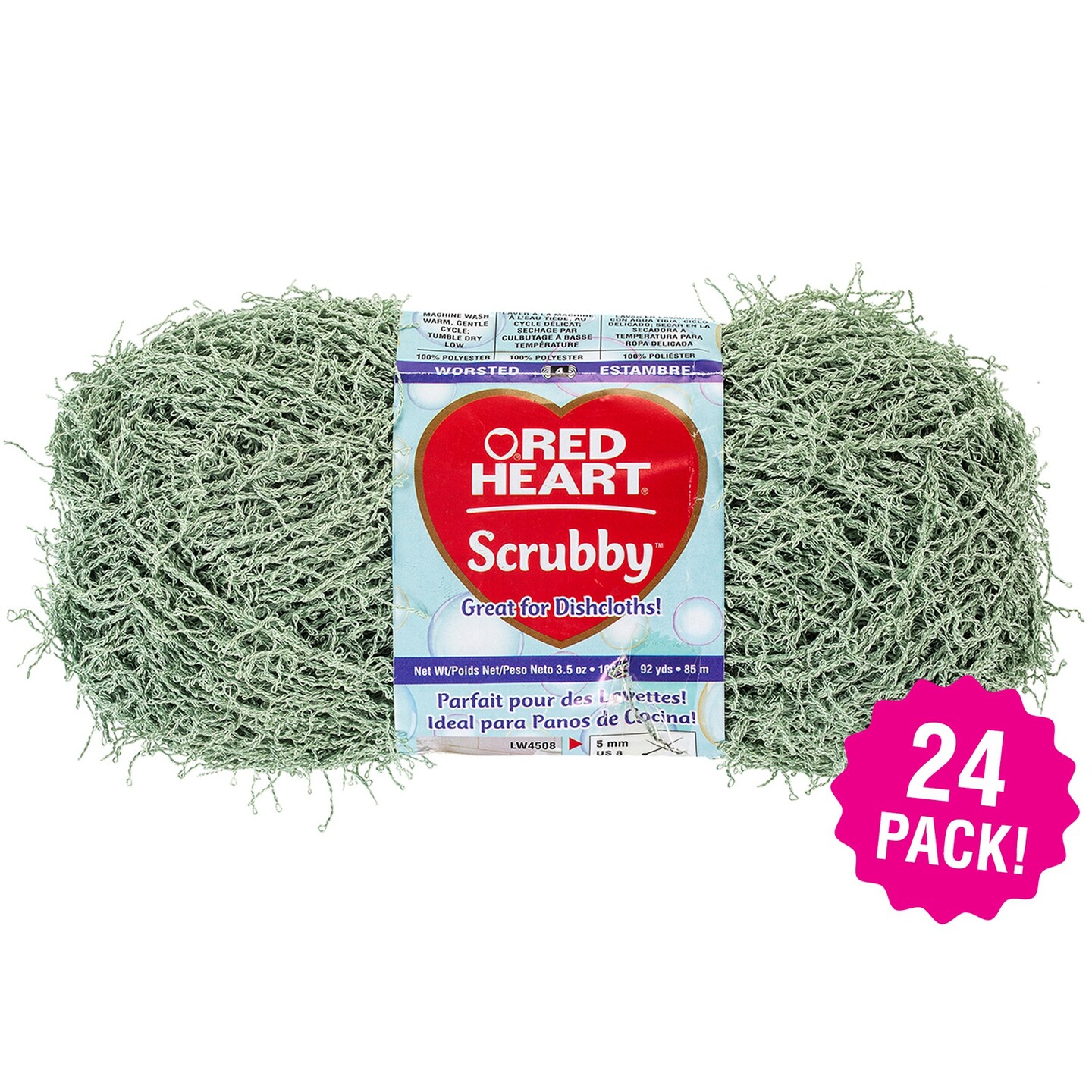 Multipack of 24 - Red Heart Scrubby Yarn-Green Tea