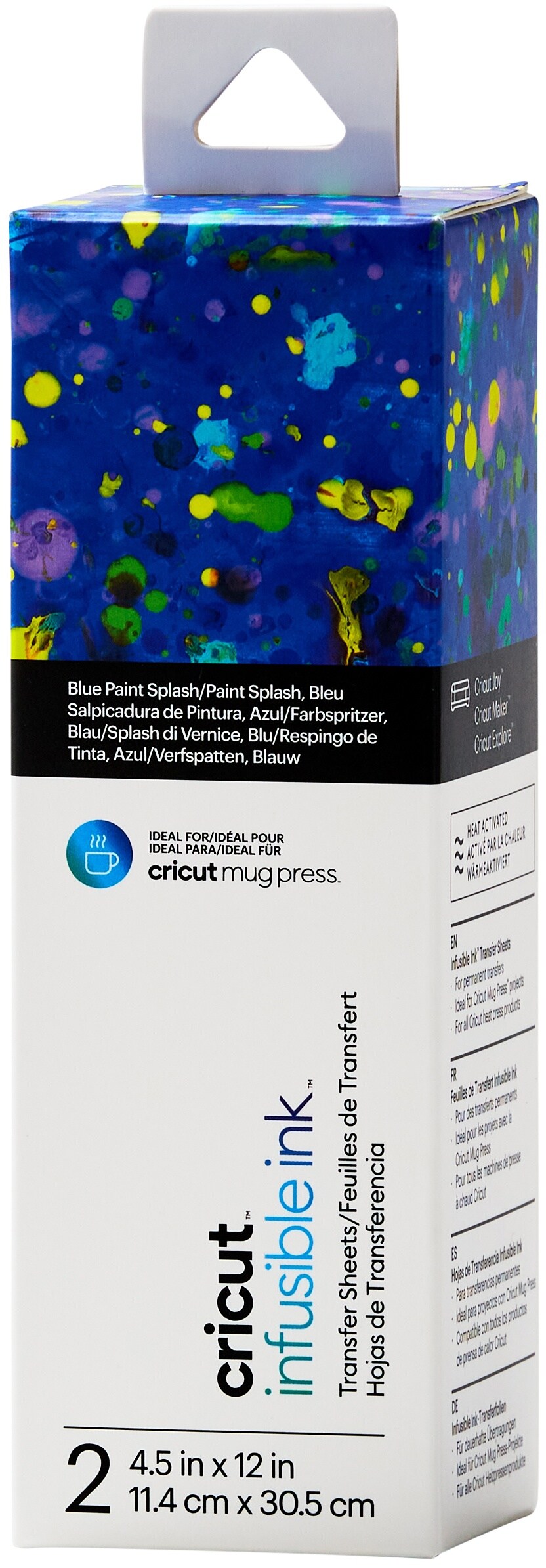 Cricut Mug Press Infusible Ink Transfer Sheets 4.5&#x22;X12&#x22;-Patterns Blue Paint Splash
