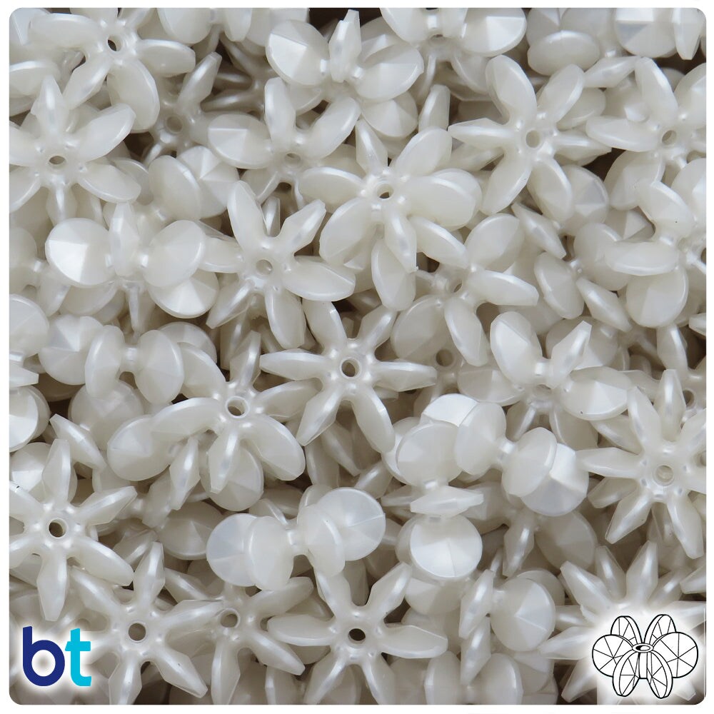 White Sunburst Craft Beads - 135pcs 18mm Plastic Pony Beads For Jewelry Making
