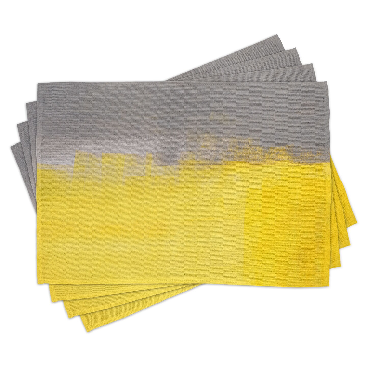 Ambesonne Grey and Yellow Place Mats Set of 4, Grunge Street Style Painting Brush Print Ombre Design Illustration, Washable Fabric Placemats for Dining Table, Standard Size, Dimgray Yellow