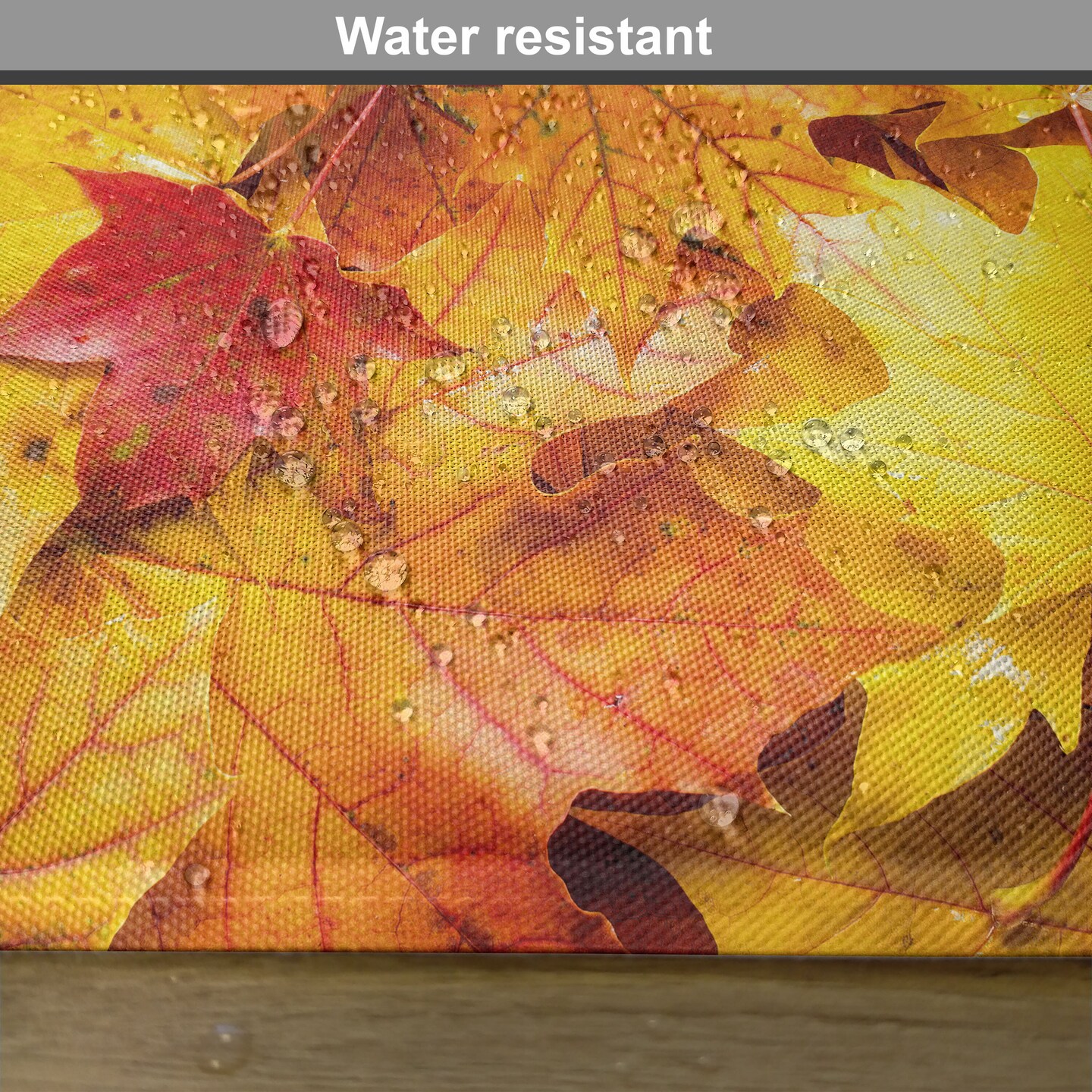 Ambesonne Fall Place Mats Set of 4, Wet Fall Leaves in Rainy Weather Maple Tree Nature in November Change of Seasons Theme, Washable Fabric Placemats for Dining Table, Standard Size, Multicolor