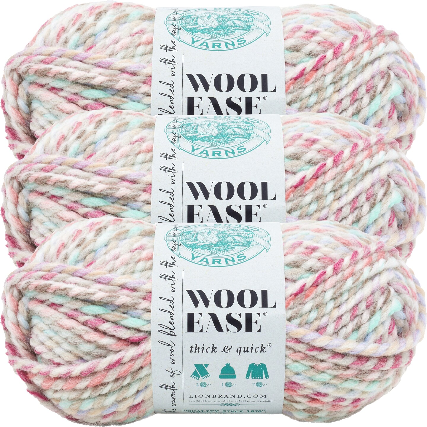 (3 Pack) Lion Brand Wool-Ease Thick &#x26; Quick Yarn - Carousel