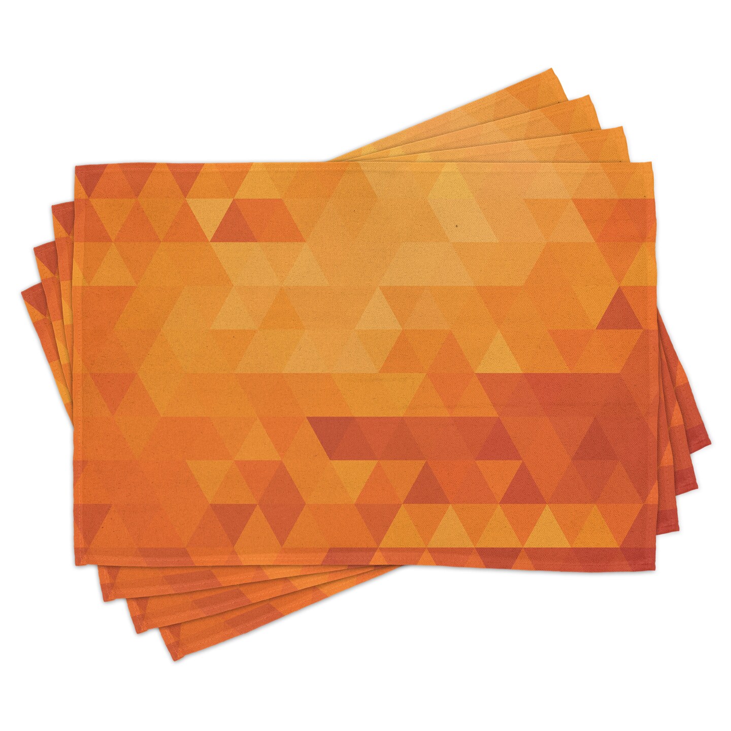 Ambesonne Orange Place Mats Set of 4, Triangle Mosaic Shapes and Patterns with Abstract Digital Pixel Like Effect Print, Washable Fabric Placemats for Dining Table, Standard Size, Burnt Orange