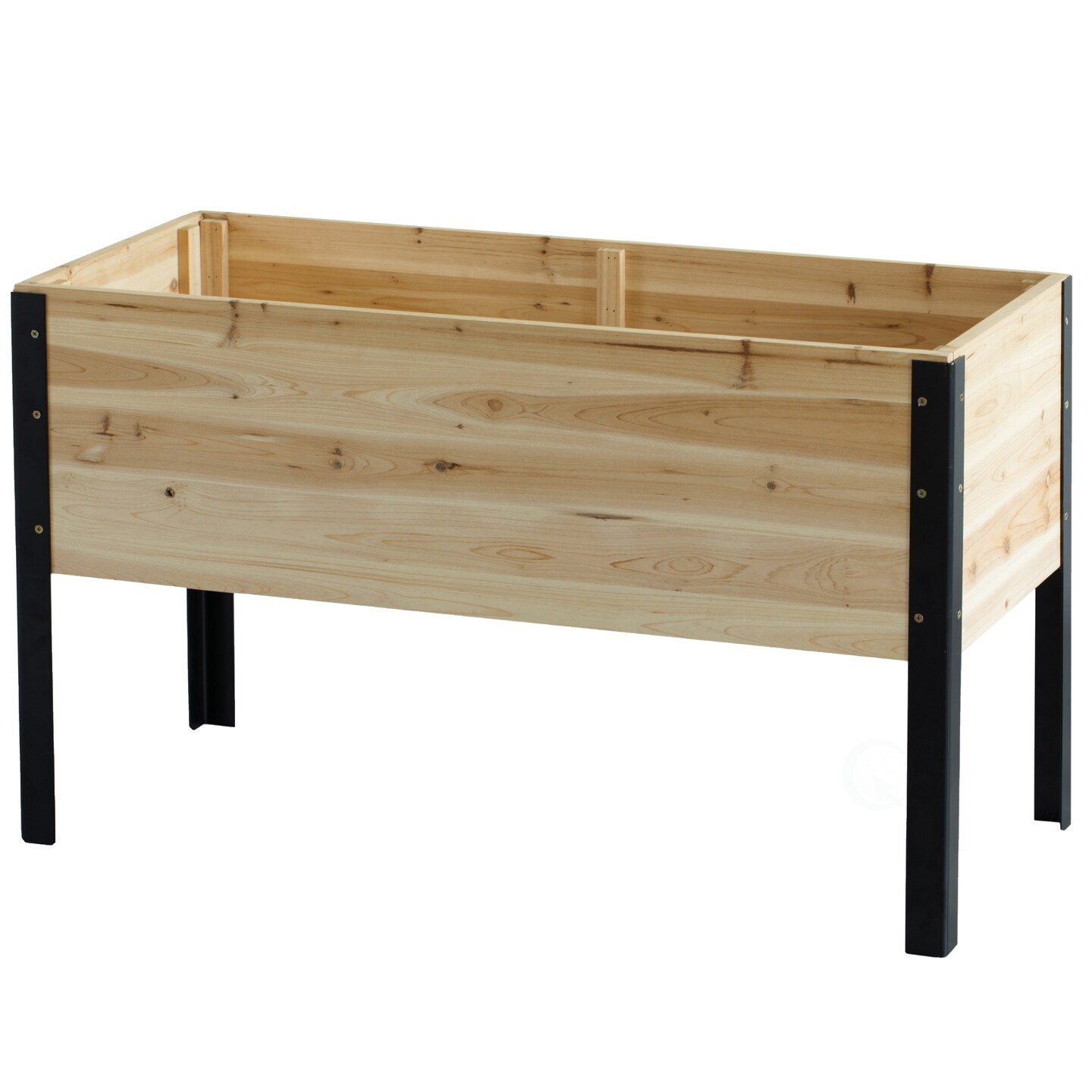 Elevated Outdoor Raised Rectangular Planter Bed Box Solid Wood with Steel Legs, Natural
