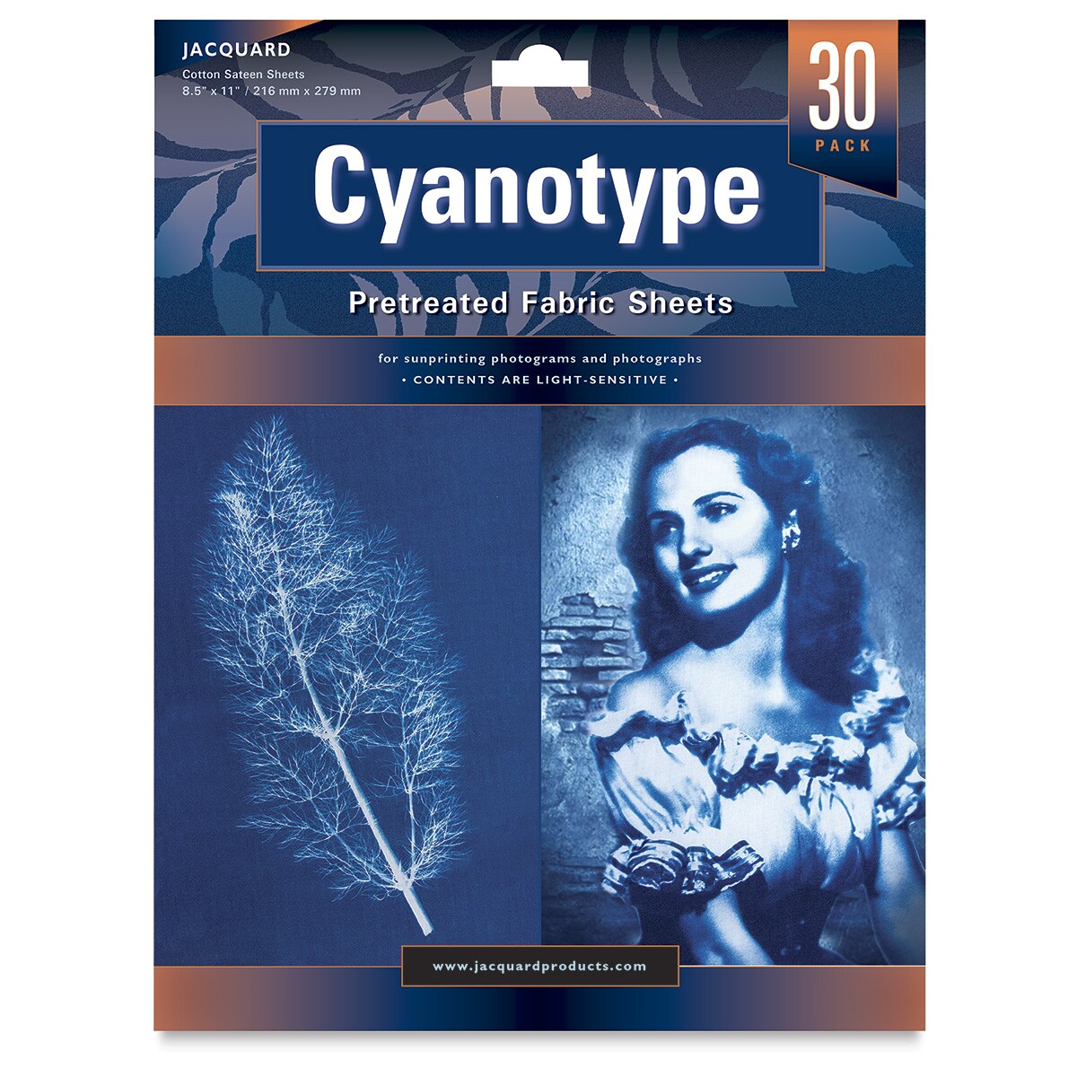 Jaquard Cyanotype Fabric Sheets - 8-1/2&#x22; x 11, Pkg of 30