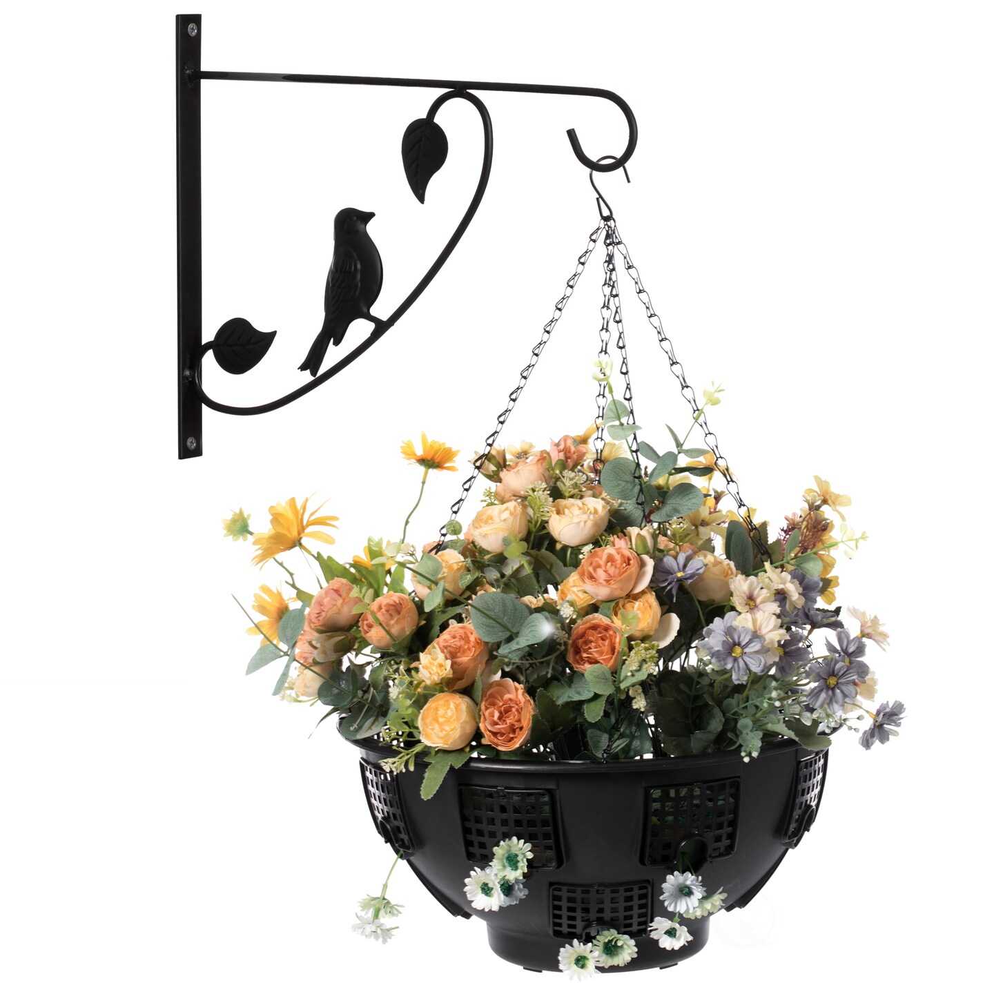Decorative Black Metal Wall Planter Hooks for Hanging Plants and Flower Pots, Set of 2