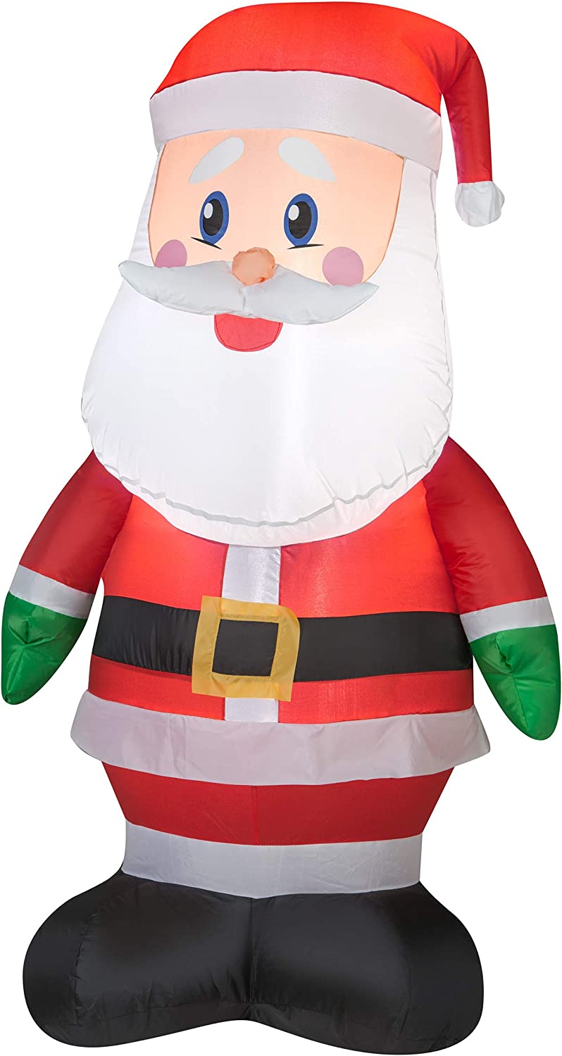 4' Gemmy Airblown Inflatable Christmas Santa Wearing Green Mittens 36789