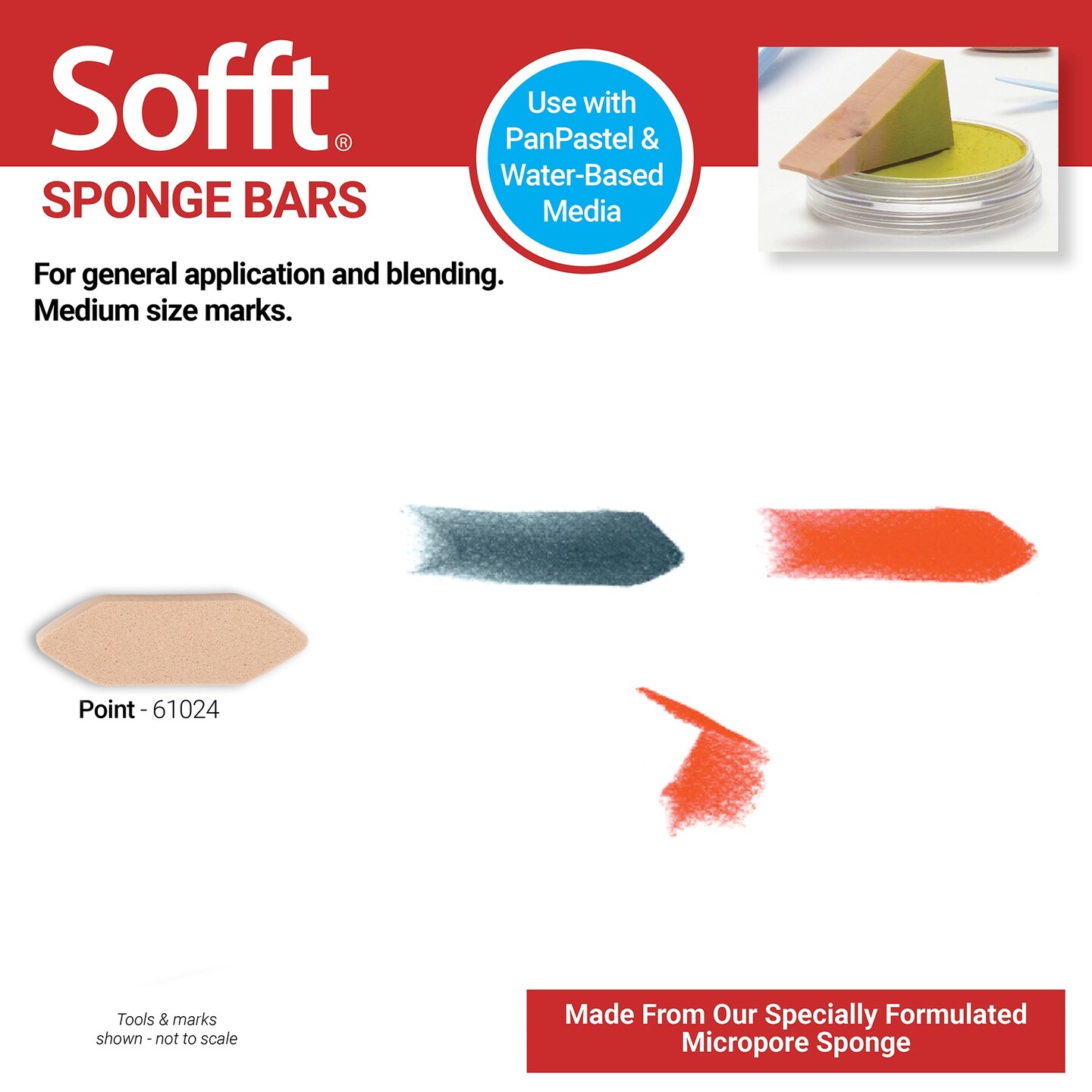 PanPastel Sofft Art Sponges 3/Pkg-Pointed Bar