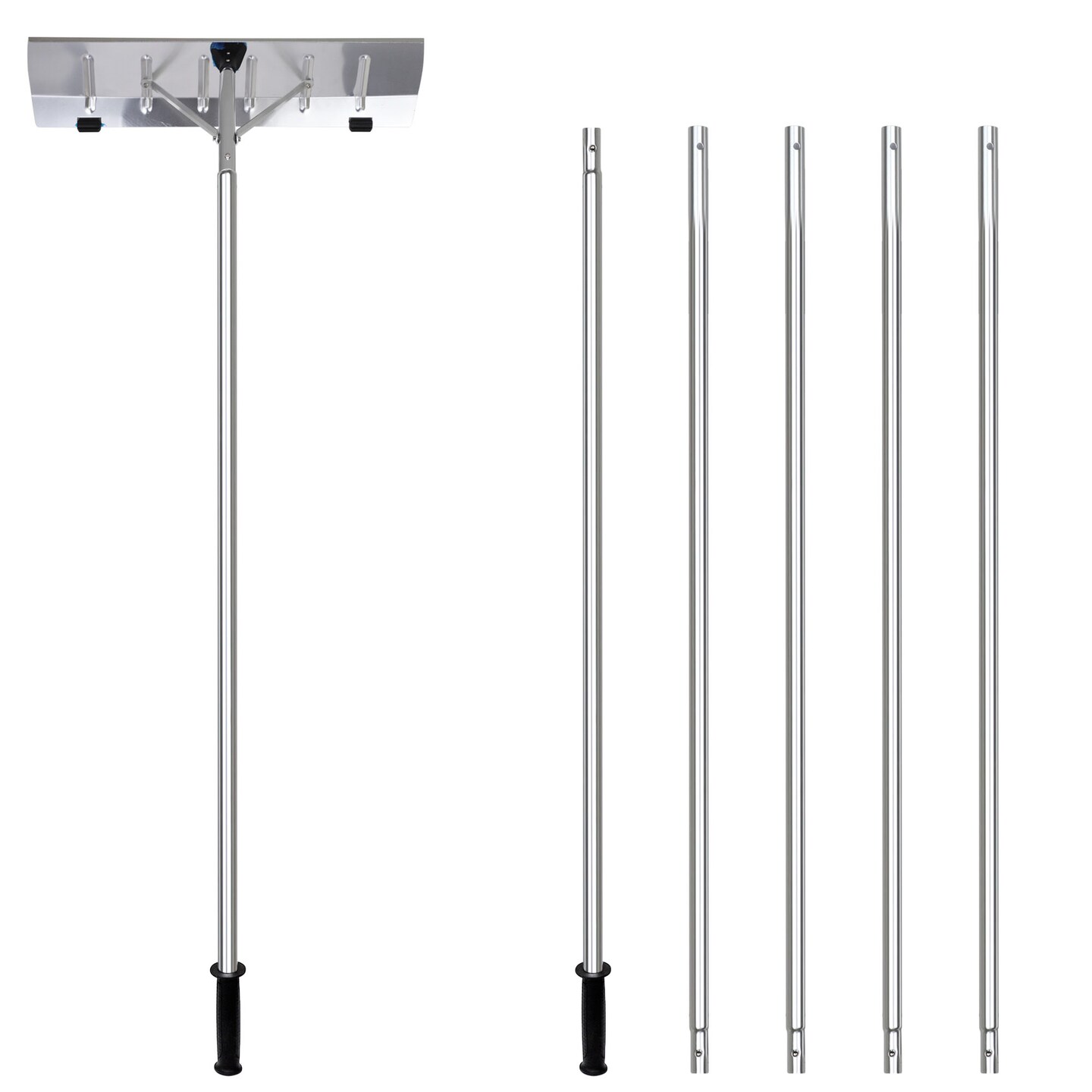 Quickway Imports Snow Rake Shovel | Aluminum Snow &#x26; Leaf Removal Tool &#x26; Pusher Scraper for House Roof &#x26; Car with 26&#x201D; Rolling Blade, Lightweight 5-21&#x2019; Telescoping Extendable Handle &#x26; Nonslip Grip