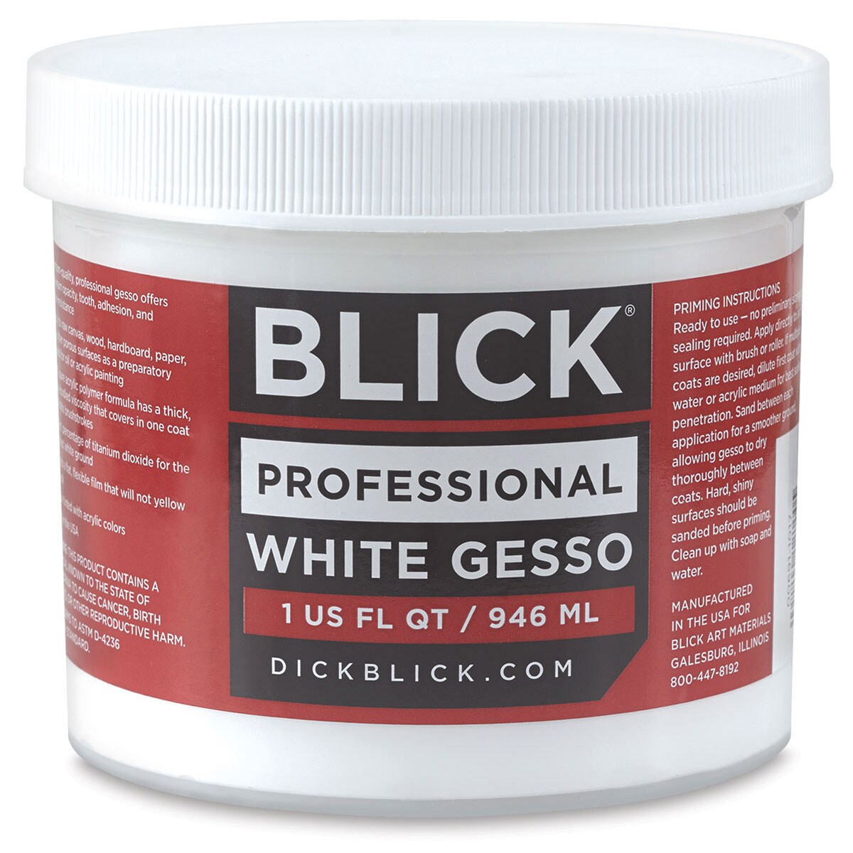 Blick Artists Acrylic Gesso - Professional White, Quart
