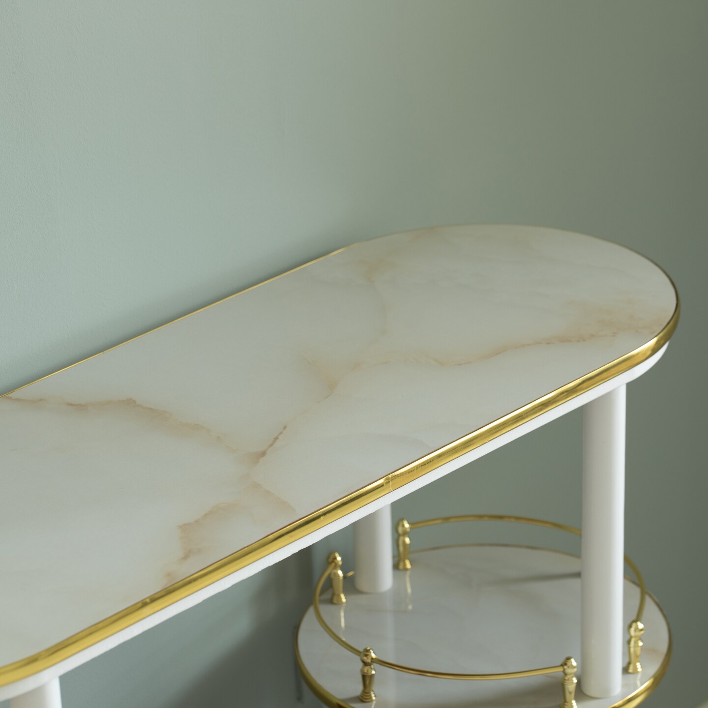 Wooden Console Table Mini Bar Cabinet, Modern Style and Versatile Piece of Furniture that Adapts to Various Roles from Coffee and Tea Haven, Drink Station or a Beer Island in your Kitchen