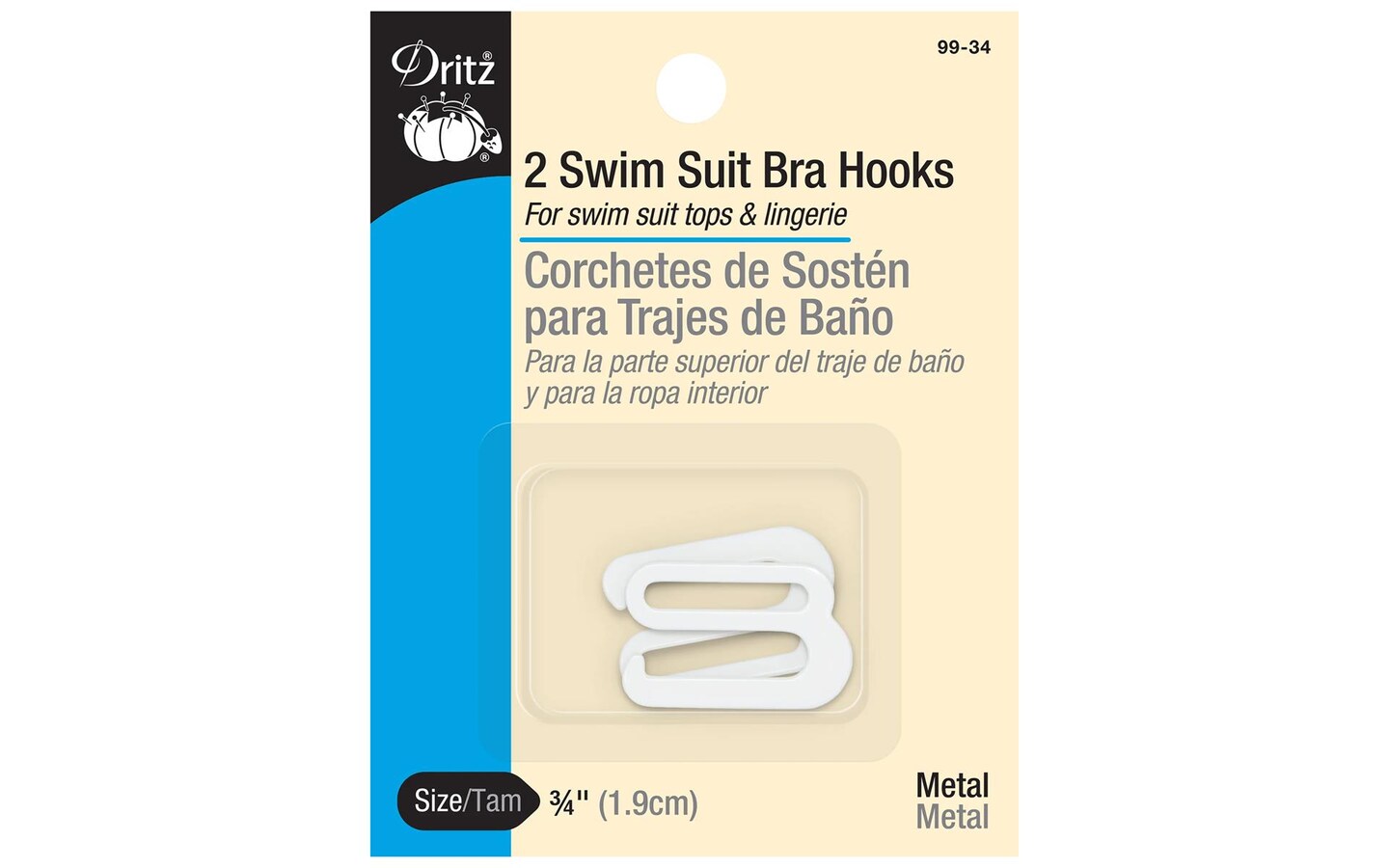 Metal Swimsuit Hooks - 1/2 - 1 Set/Pack - Black