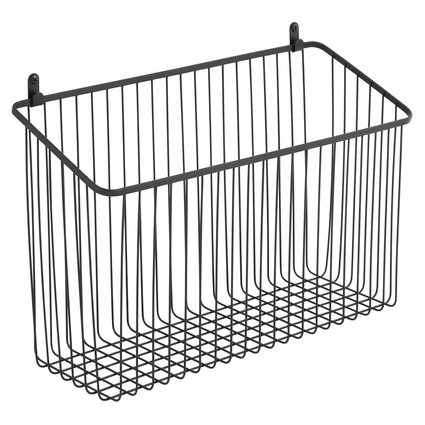 mDesign Metal Wire Wall Mounted Home Storage Organizer Basket Bin, Matte Black