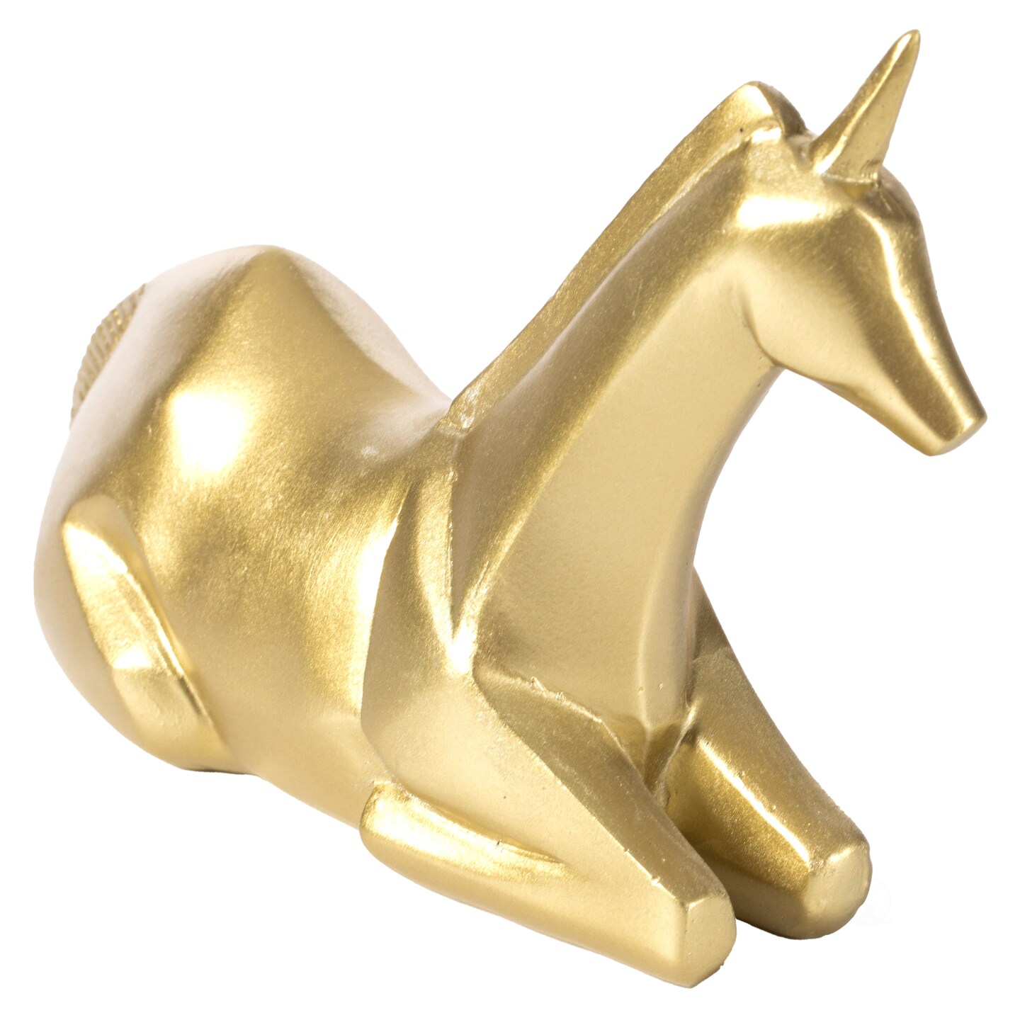 Decorative Gold Modern Geometric Unicorn Sculpture Figurine, Sitting Unicorn Statue Ring Holder