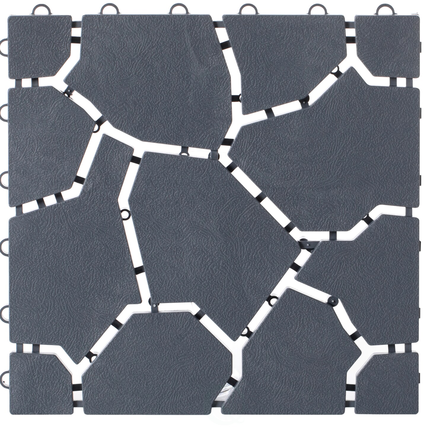 Gray Garden Path Track Interlocking Stone Look Design Pathway Tile Floor Paver, Pack of 4