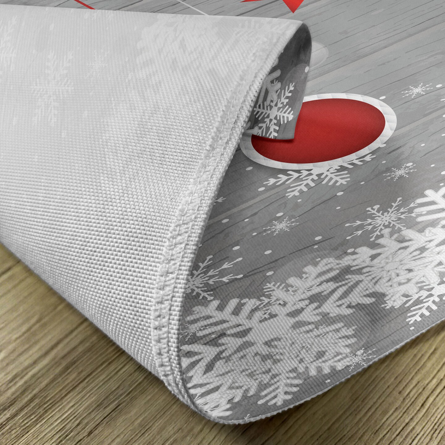 Ambesonne Christmas Place Mats Set of 4, Traditional Celebration Theme Pendant Stars Baubles Ornate Snowflakes, Washable Fabric Placemats for Dining Table, Standard Size, Grey Red White