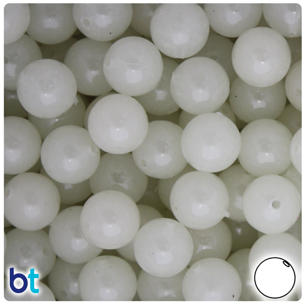 BeadTin Night Glow-in-the-Dark 12mm Round Plastic Craft Beads (60pcs)