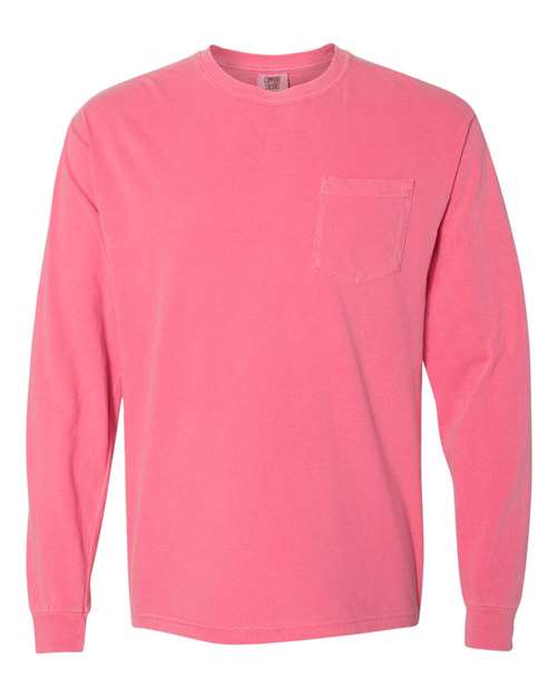 Comfort Colors Garment Dyed Heavyweight Crewneck Long Sleeve Pocket T-Shirt