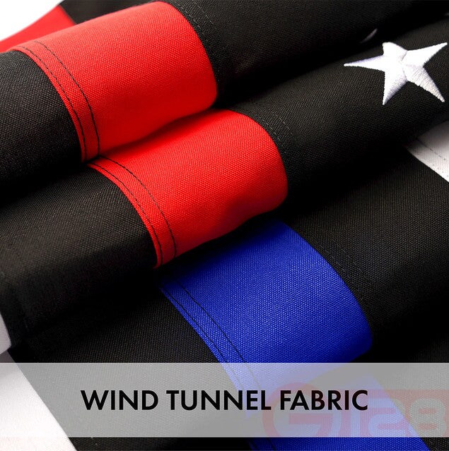 G128 Combo Pack: USA American Flag &#x26; Thin Blue/Red Line Flag 2.5x4 Ft Embroidered Spun Polyester, Indoor/Outdoor, Brass Grommets, Police and First Responder Flag