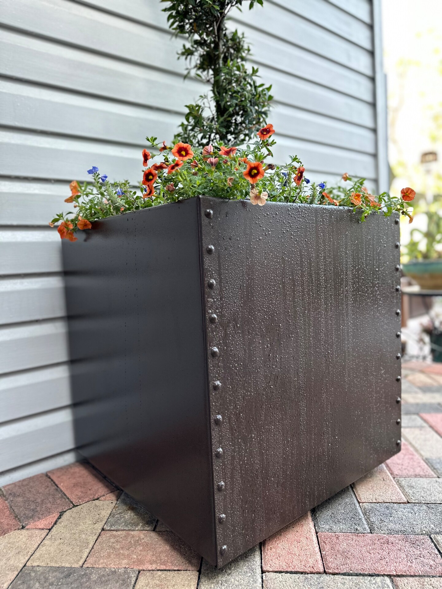 Siesta Village Square Metal Planter Box, 22”, All Aluminum, Non-Rusting,  Rivet Detailing, Modern, Industrial Style, Multiple Color Options |  MakerPlace by Michaels, image size:810x1080