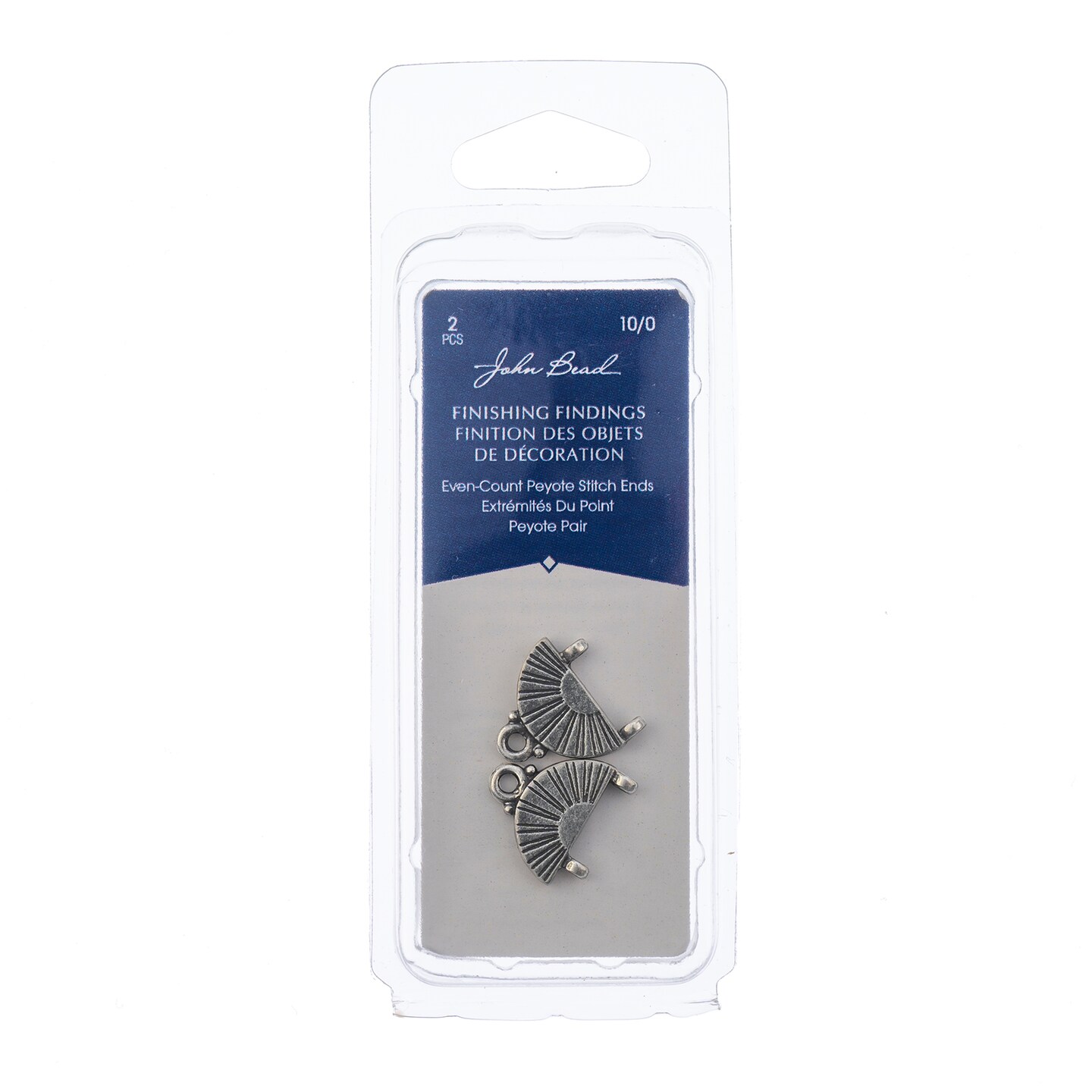 John Bead Wickes Even Antique Pewter Count Peyote Stitch Ends, 2pcs