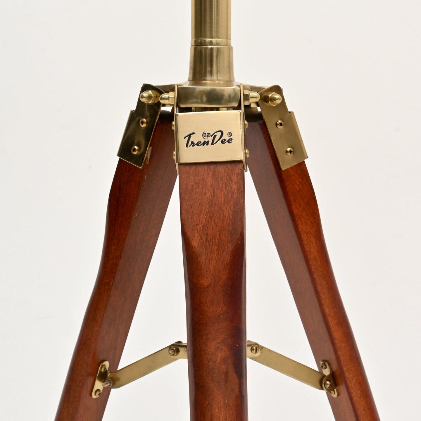 Elegant Tripod Candle Holder | Gold Polished Aluminum with Wood Detailing (17x17x31")