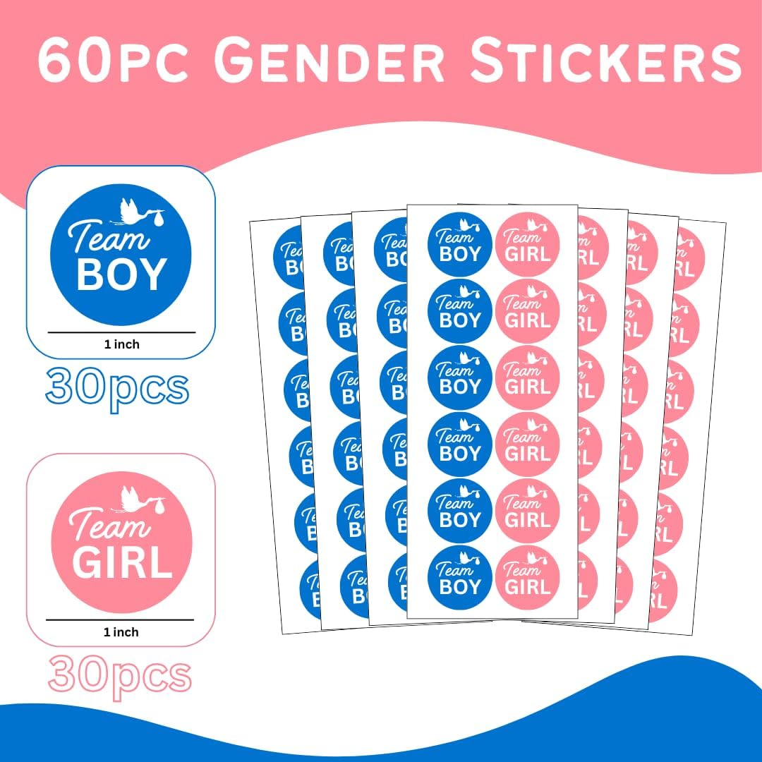Gender Reveal Game &#x2013; Baby &#x26; Pregnancy Party Ideas With Gender Reveal Balloon &#x26; Poker, 51 Pink &#x26;&#x202F;Blue Wooden Blocks, Team Boy&#x202F;or&#x202F;Girl Stickers, Glitter | Baby Shower Games &#x26; Decorations