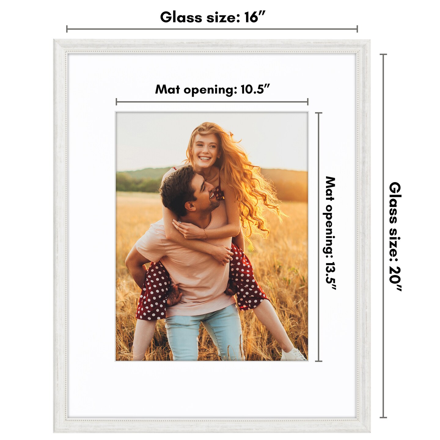 Americanflat Vintage Frames - Picture Frame with Beaded Accents - Use with Included Mat - Distressed Finish