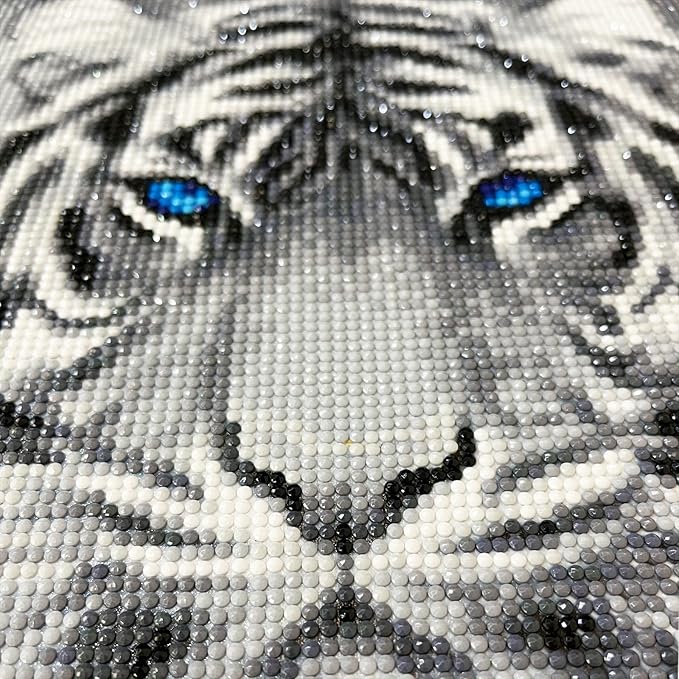 Diamond Art Kits for Adults, White Tiger Diamond Art Full 5D Diamond Art Kits Tiger Rhinestone Picture Art Craft for Home Wall Decor 11.8x15.7 Inch