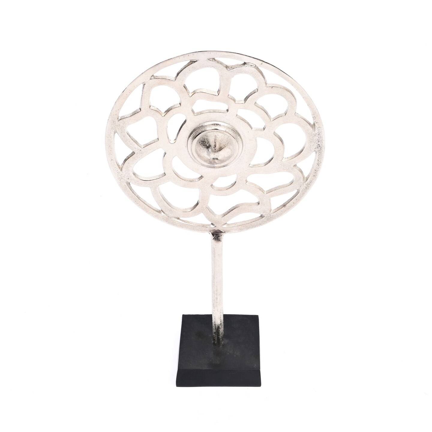 18" Tall Geometric Aluminum Bloom Sculpture – Table Décor Accent