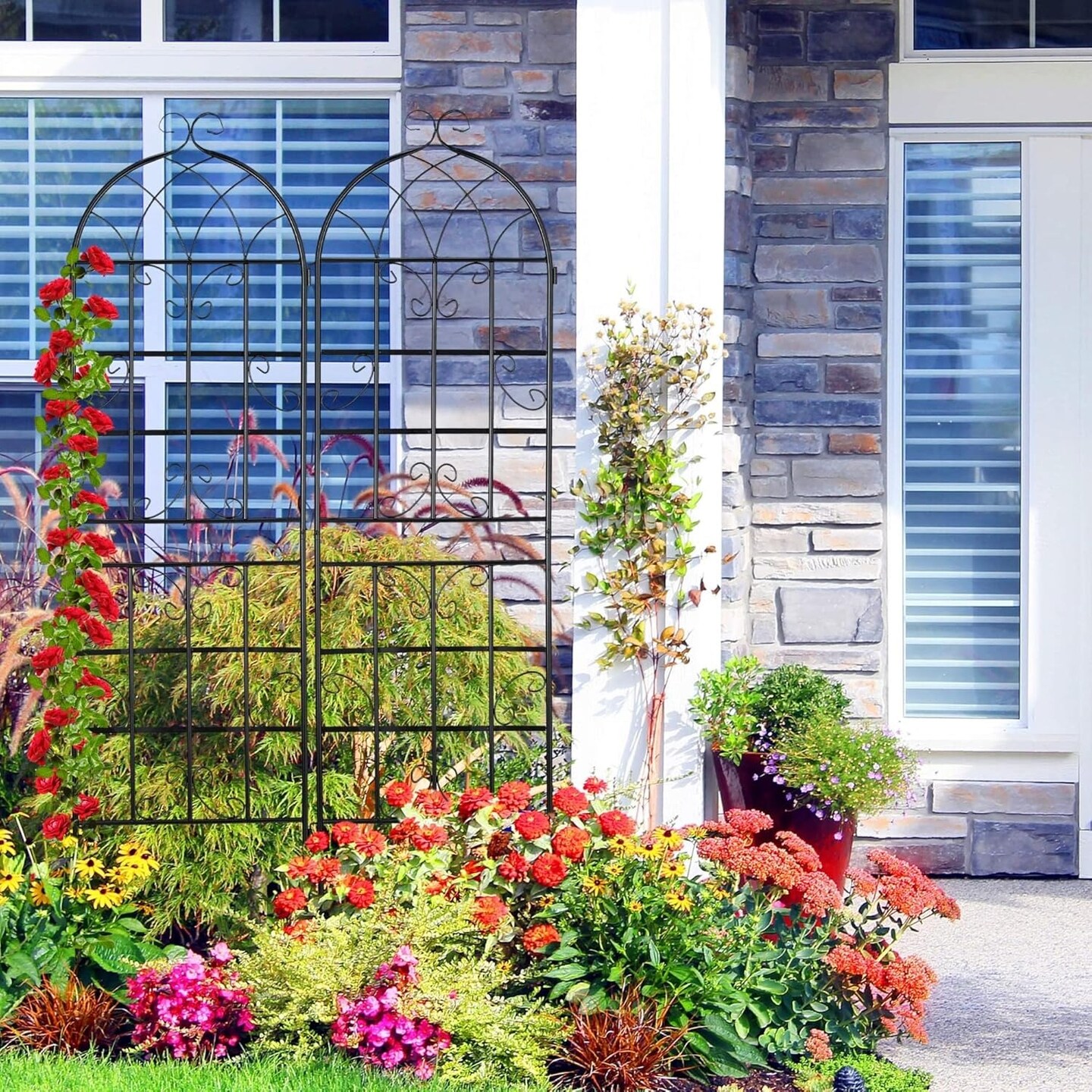 2 Pack 16" x 61" Iron Garden Trellis Rustproof Climbing Plant Support