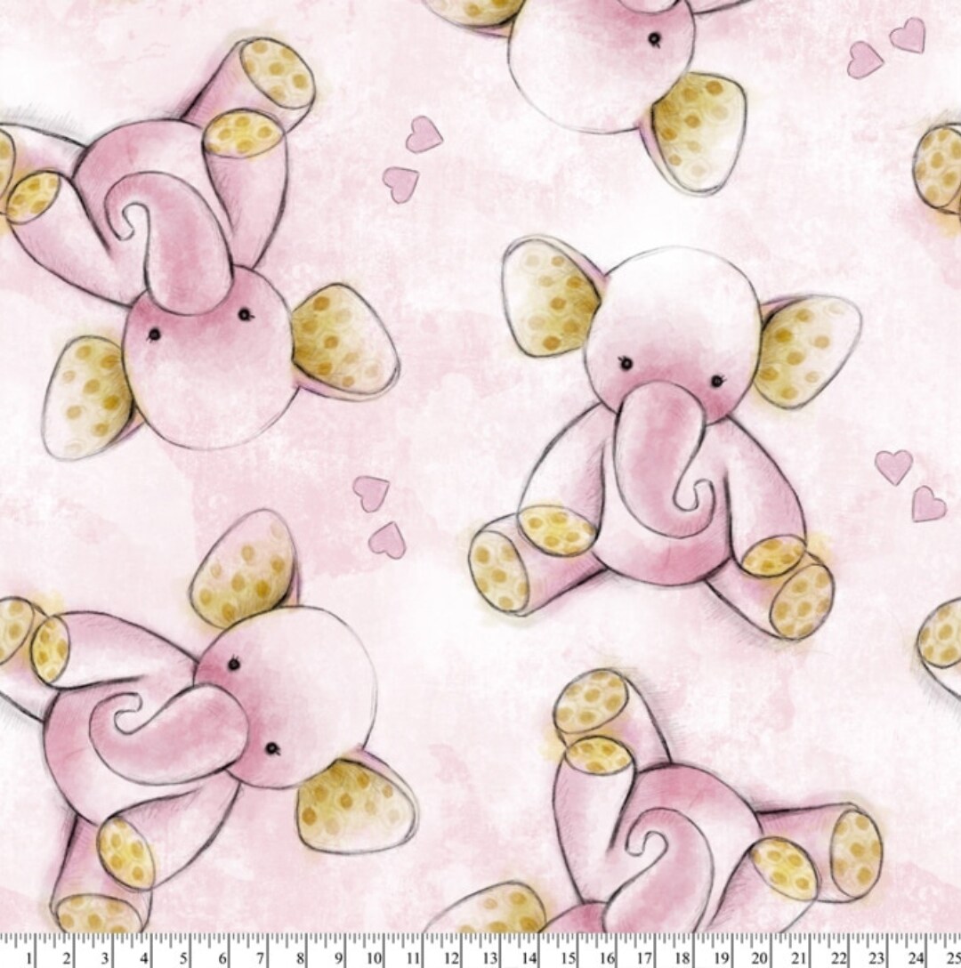 Elephants Pink Anti-Pill Premium No-Sew Throw Fleece Fabric Kit (50x60)