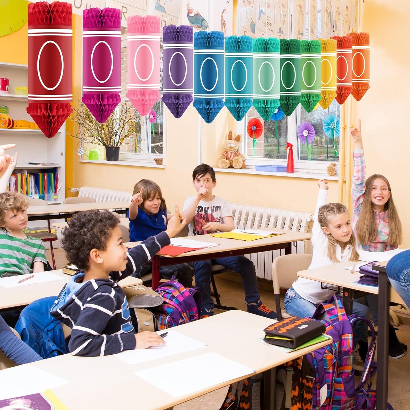 Back to School Decorations Hanging Honeycomb Tissue Paper (Multi Color)