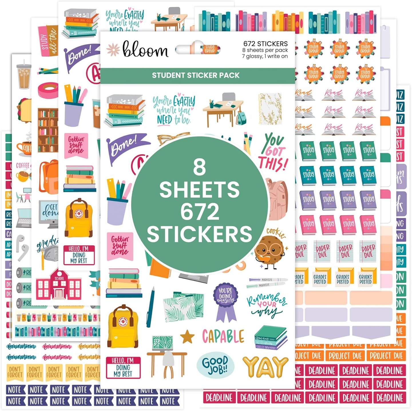 Student Planner Stickers - 8 Sheets / 672 Stickers