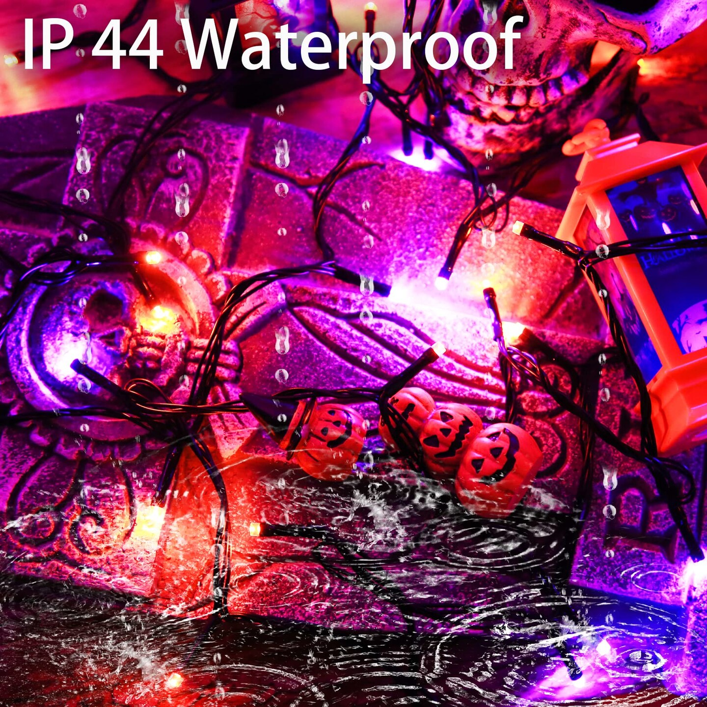 Halloween Decorations Outdoor Solar String Lights Orange &#x26; Purple, Outside 2Pack Total 144ft 400 LED 8 Modes with Timer, IP44 Waterproof Spooky Gothic Lights for Party, Patio, Tree, Garden Decor