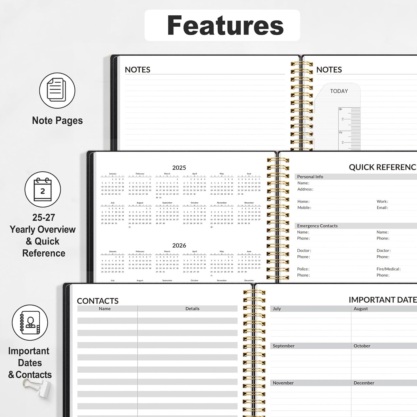 2025-2026 Appointment Book Planner - 8.5&#x22;x11&#x22; (Minimalist Black)