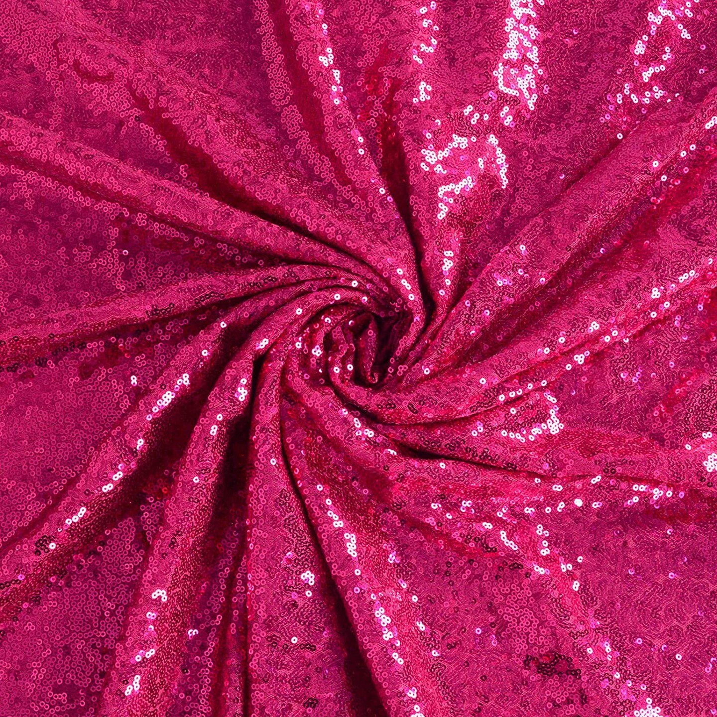 1 Yard Fuchsia Glitter Embroidery Sequin Fabric 52" Wide Polyester for DIY Backdrop, Table Runner & Clothes