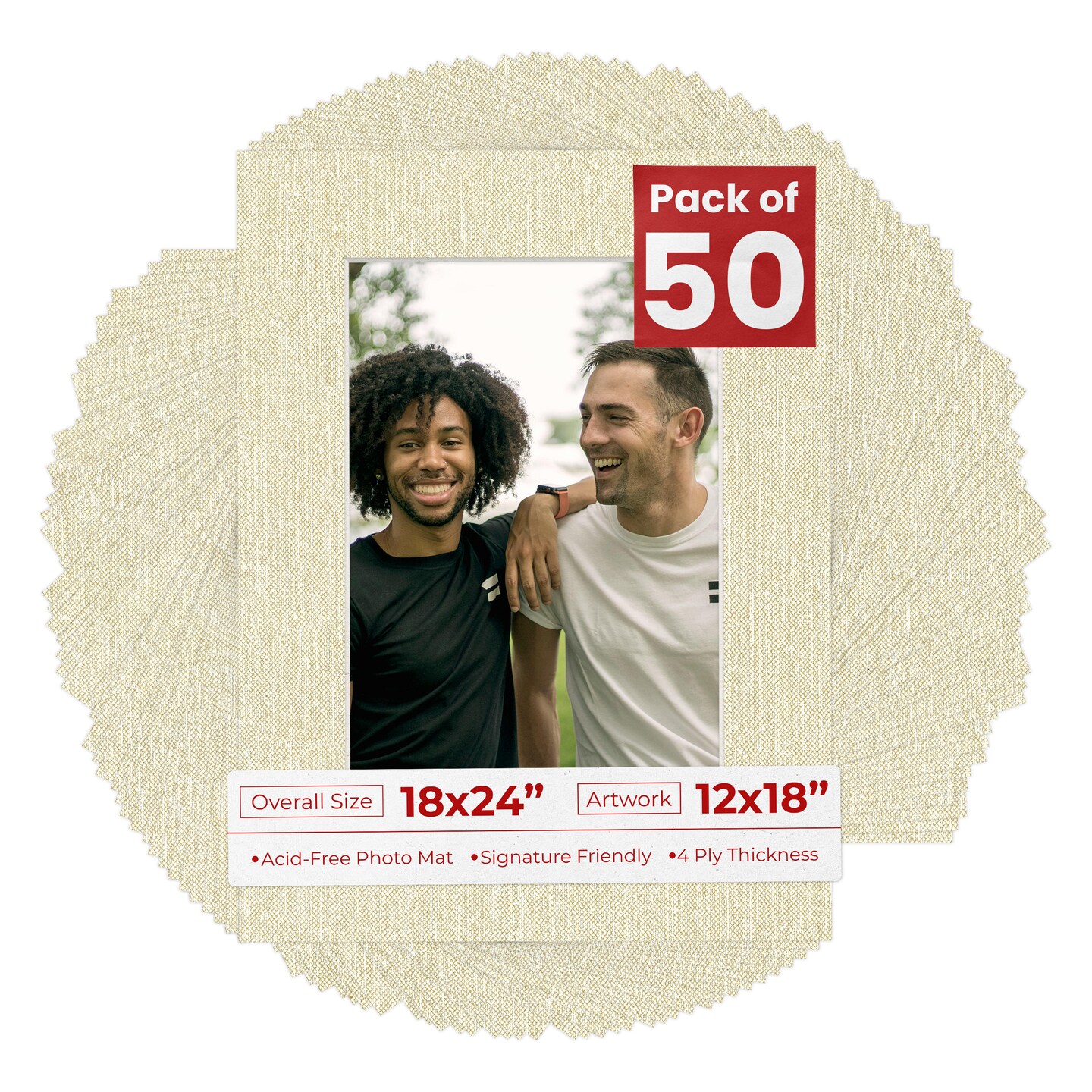 Off White Canvas Mat Board for 18x24 Frames - Fits 12x18 Photos