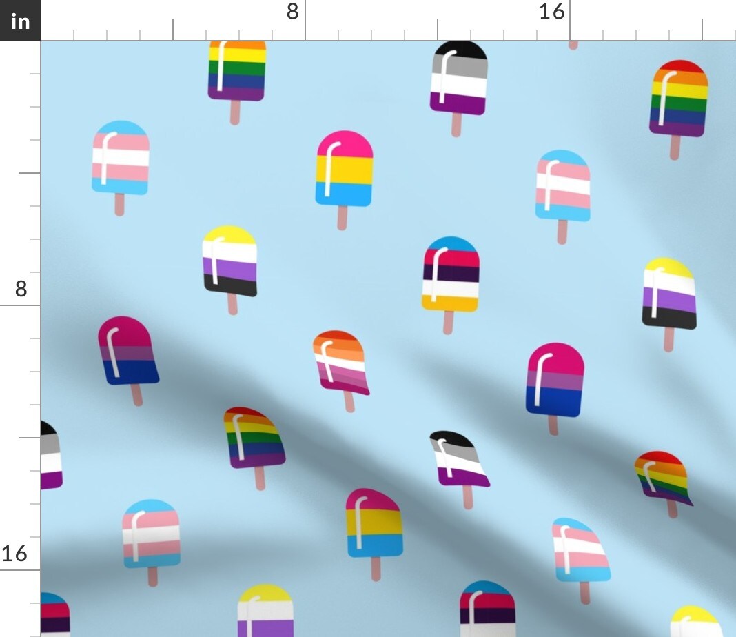 Lgbtqia Queer Pride Month Flag Lgbt Popsicles Gay Trans Nonbinary Asexual Gender Fluid Parade Custom Printed Fabric by Spoonflower Various Fabrics by the Yard or Fat Quarter