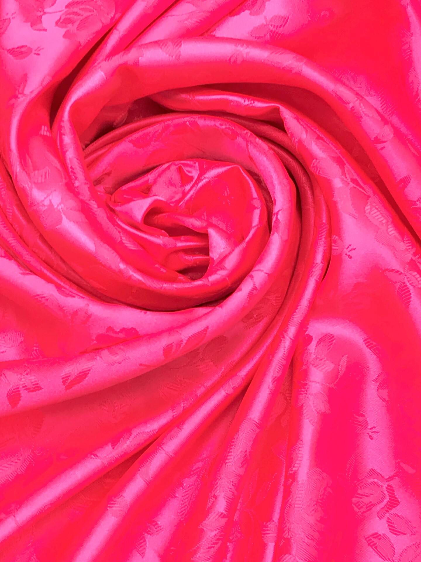 1 Yard Neon Pink Jacquard Satin Fabric Reversible for Tablecloth Overlays Curtains 58/60 Inches Wide