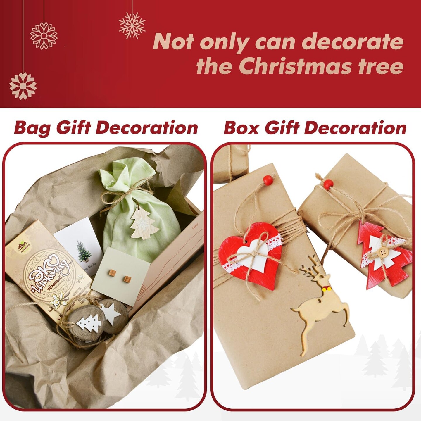 50pcs Christmas Wooden Ornaments for Crafts