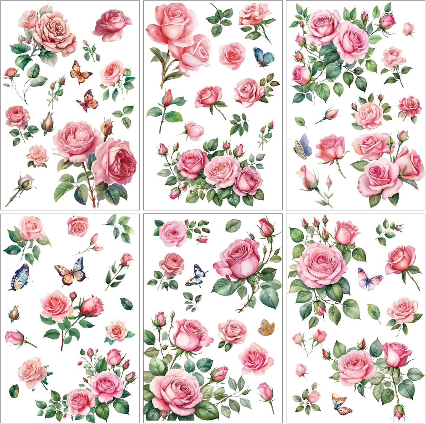 12 Sheets Flowers Rub on Transfers for Crafts and Furniture (colorful)