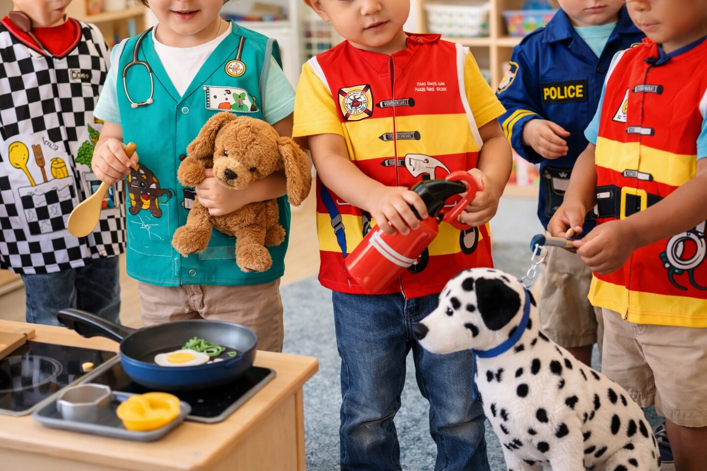 Toddler Career Costumes Set, Community Helper Vests, Assorted Styles, 5 Pack