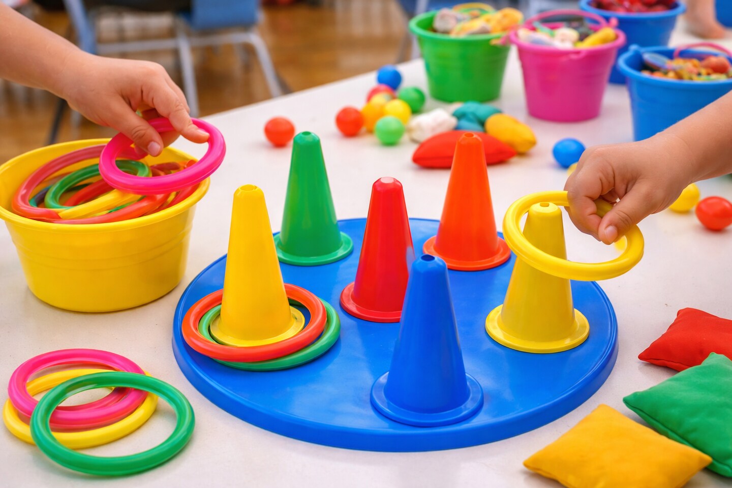 Small Neon Carnival Rings – Bright Assorted Plastic Rings for Games, Crafts & Party Prizes, 12 Pack